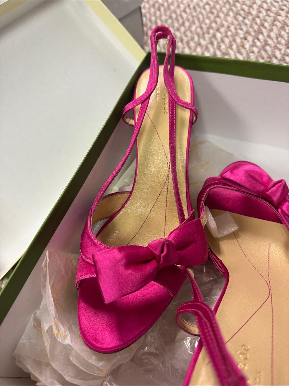 kate spade Fuchsia Satin Slingback Bow Heels - great for homecoming